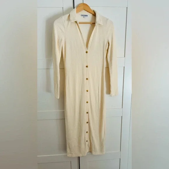 Walter Baker Helena ribbed knit midi dress in cream size small - Picture 3 of 9